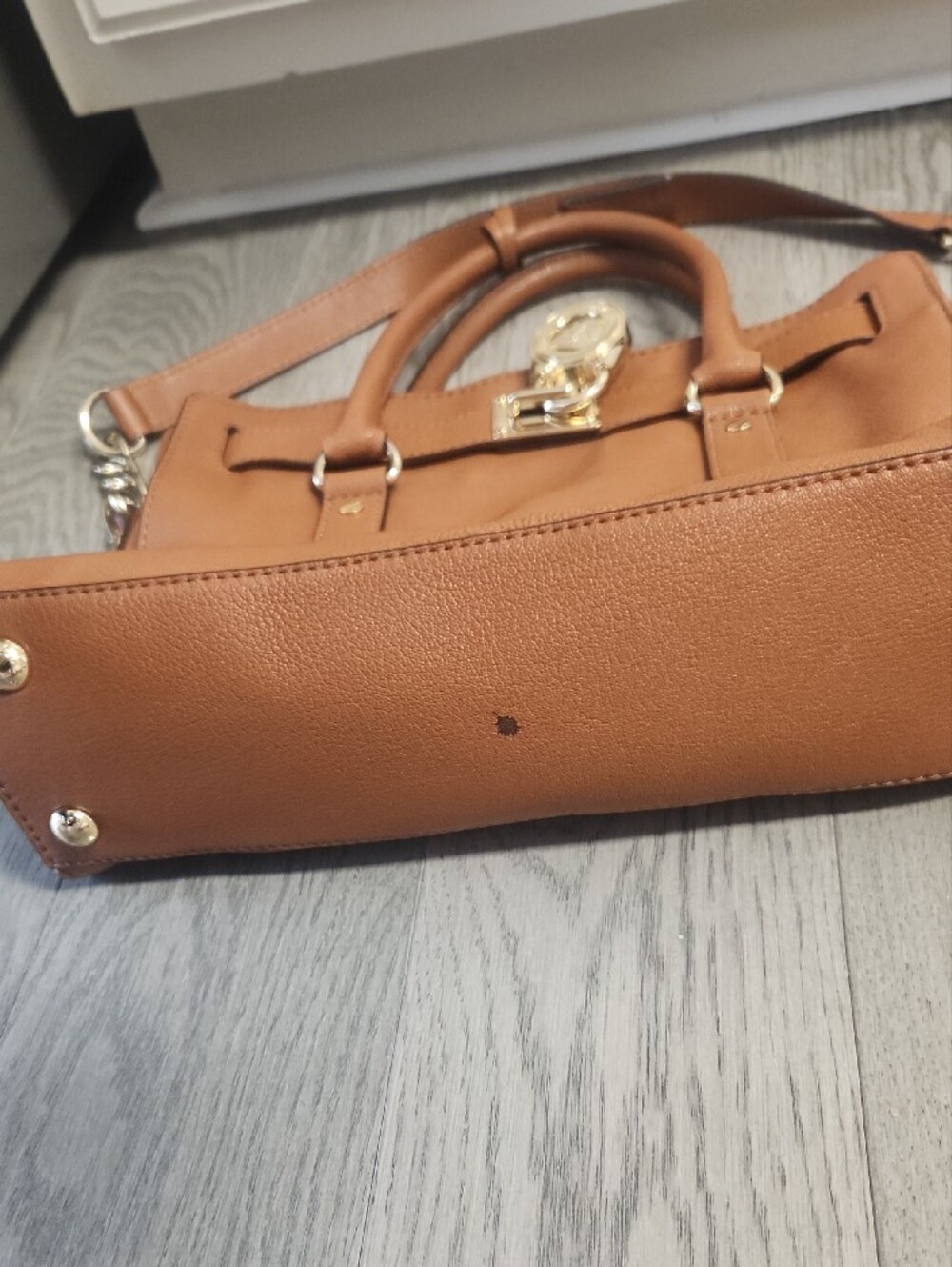 Michael Kors Cognac Leather Satchel with Gold Hardware - Picture 11 of 11